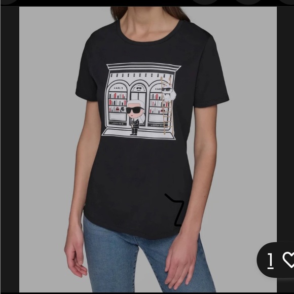 Karl Lagerfeld Black Graphic Tee with Iconic Design small - Picture 5 of 5